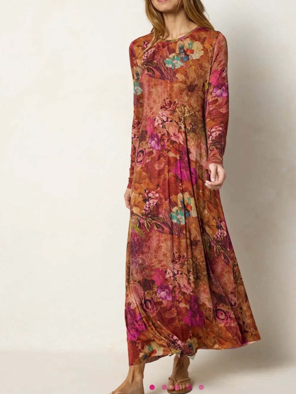 Natural Life Stevie ButterSoft Knit Maxi Dress Small Autumn Electric Garden Boho